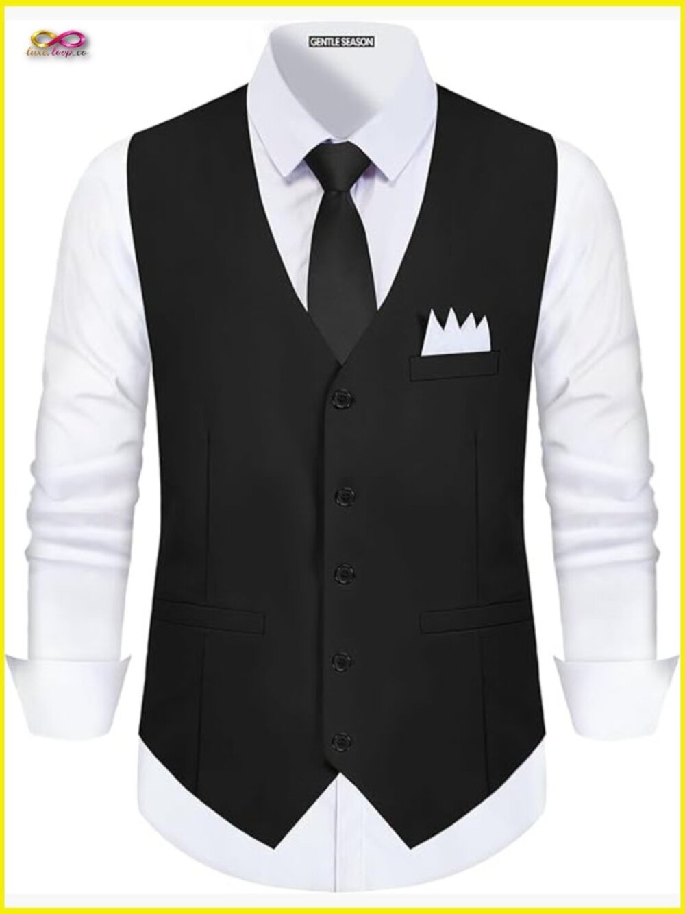 Slim Fit Formal Suit Vest Set with Tie Pocket Square Classic Elegant